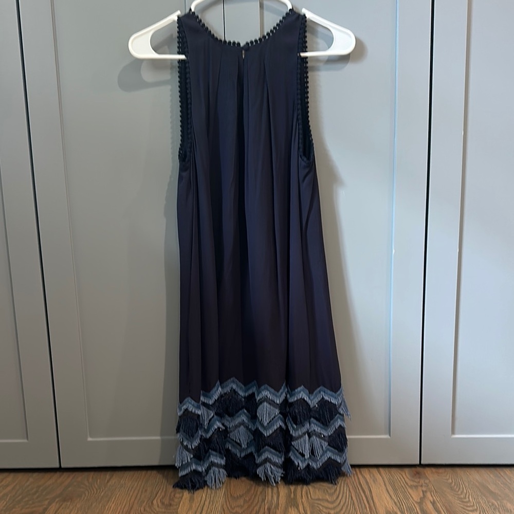 Maeve Blue Ruffled Tiered Halter Midi Dress